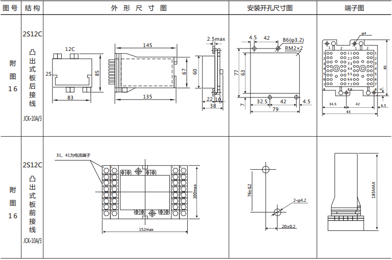 BZS-13延時(shí)中間繼電器外形及開孔尺寸