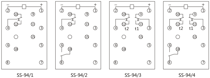 SS-94/1時(shí)間繼電器接線圖及外引接線圖片 SS-94/1時(shí)間繼電器接線圖及外引接線圖片