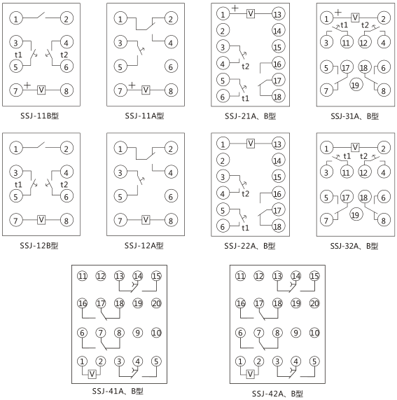 SSJ-11A靜態(tài)時間繼電器內(nèi)部接線及外引接線圖(正視圖)圖片 SSJ-11A靜態(tài)時間繼電器內(nèi)部接線及外引接線圖(正視圖)圖片
