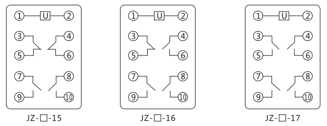 JZY(J)-201X靜態(tài)中間繼電器內(nèi)部接線圖及外引接線圖 JZY(J)-201X靜態(tài)中間繼電器內(nèi)部接線圖及外引接線圖