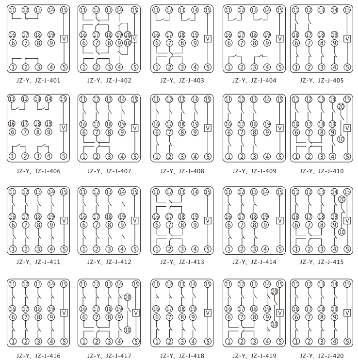 JZY(J)-201X靜態(tài)中間繼電器內(nèi)部接線圖及外引接線圖 JZY(J)-201X靜態(tài)中間繼電器內(nèi)部接線圖及外引接線圖
